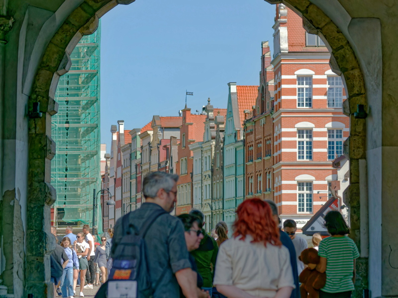 28 - View of Long Market in Gdańsk, Poland, seen through the archway of the Green Gate